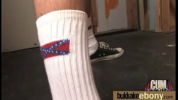 First time ebony with a group of white dicks 16