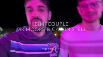 Cheating gf fucks two strangers before bf joins foursome