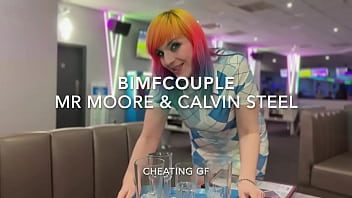 Cheating gf fucks two strangers before bf joins foursome