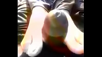 Toes massages cock