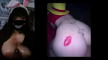 Goth milf on webcam playing with a bbc dildo with her big natural tits exposed