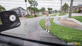 Bangbros candy lane enjoys every moment in the bang bus and smiles as she gets a messy facial