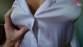 Stepmom in white blouse let's stepson cum