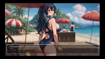 Bluring the walls romance hentai game ep 7 exhib couple at the beach