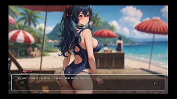 Bluring the walls romance hentai game ep 7 exhib couple at the beach