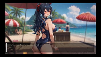 Bluring the walls romance hentai game ep 7 exhib couple at the beach
