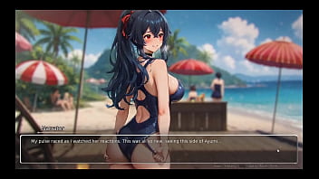 Bluring the walls romance hentai game ep 7 exhib couple at the beach