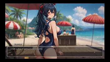 Bluring the walls romance hentai game ep 7 exhib couple at the beach