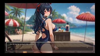 Bluring the walls romance hentai game ep 7 exhib couple at the beach