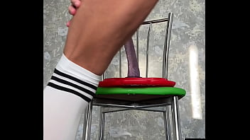 Old lady in stockings riding huge toy real orgasm Old lady in stockings riding huge toy real orgasm