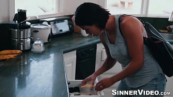 He plows into her hard and she enjoys every last inch of her pussy dripping for his hard cock until she milks him of his entire load