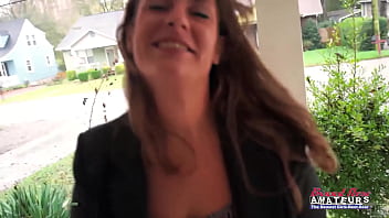 Busty brunette milf lilly m enjoys sucking a hard cock and swallowing cum