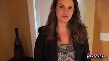 Busty brunette milf lilly m enjoys sucking a hard cock and swallowing cum