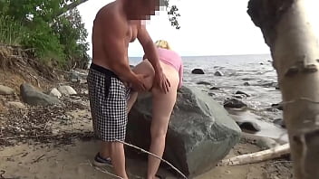 Sexy teacher has fun on the coast after lessons