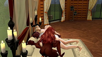 2 girls and 2 trans interacial sex