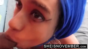 I'm sucking my step dad soft dick making him erect before my facial cum swallow while giving point of view blowjob cute petite busty black step daughter sheisnovember having taboo oral sex her large natural tits and areolas by msnovember