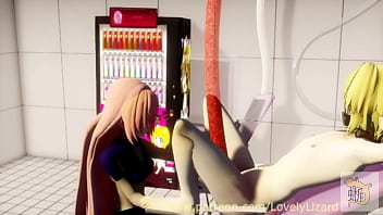 Alien woman milks elf