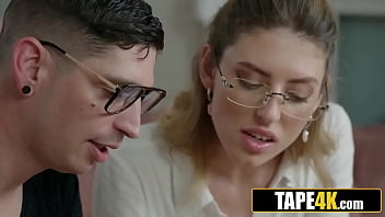 Clueless geek is lucky to get his ass licked by gorgeous college babe