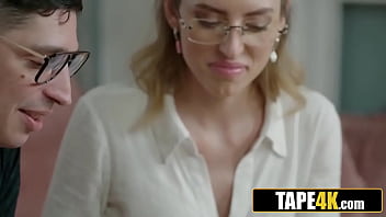 Clueless geek is lucky to get his ass licked by gorgeous college babe