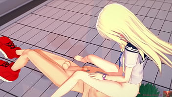 Fucking at the pool with petite blonde 18 cute girl in koikatsu hentai game