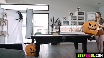 Stepsisdlcom Two Thin Girls With Small Breasts Want To Prepare For The Halloween Party And Want To Have Sex With Their Stepbrother Who Has A Big Dick thumbnail