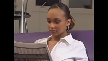 Ebony sweetie has hairy pussy sucked by white dude and fucked it too