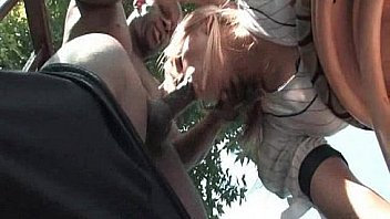 Blonde hooker sucking massive black dong