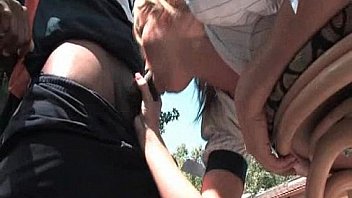 Blonde hooker sucking massive black dong