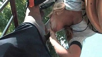 Blonde hooker sucking massive black dong