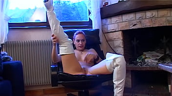 Solo masturbate in white boots