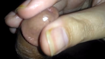 Hairy latino tries glans massage until orgasm