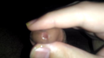 Hairy latino tries glans massage until orgasm