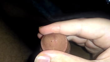 Hairy latino tries glans massage until orgasm