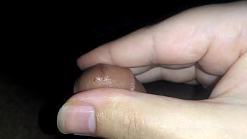 Hairy latino tries glans massage until orgasm