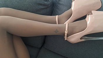 Milf with perfect body high heels and pantyhose