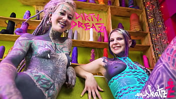 2 tattoo lesbians anal play with big toys in there assholes atm gapes real orgasm