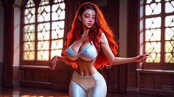 Sexy redhead bouncing big boobs and hard nipples yoga pants ai free