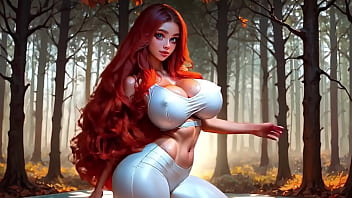 Sexy redhead bouncing big boobs and hard nipples yoga pants ai free