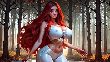 Sexy redhead bouncing big boobs and hard nipples yoga pants ai free