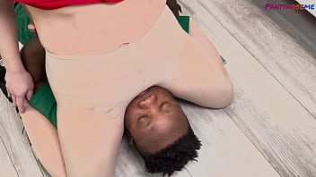 Monika seduces black man in her pantyhose and gets her pussy creampied