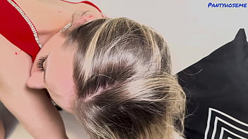 Monika seduces black man in her pantyhose and gets her pussy creampied