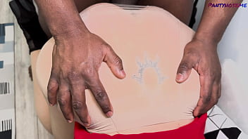 Monika seduces black man in her pantyhose and gets her pussy creampied