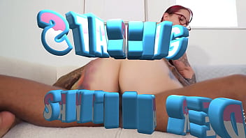 Tattooed phat booty latina santana red stays home and rides bbc because of a rainy day