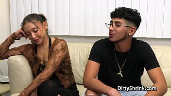 Masturbating patients joined by big tit shrink for a threesome