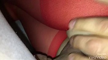 Red pantyhose amateur wife cumshot