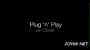 Solo cutie shoves fingers in vag