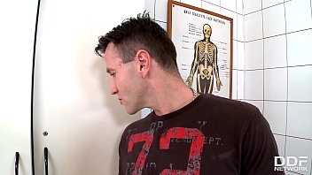 Cum addict teen nurse jessy brown swallows patient's rock hard boner at the office