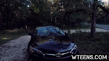 Hot teen blowing big stiff cock