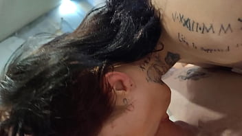 Tatted girl deepthroating