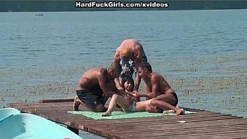 Group sex on the dock in front of everybody